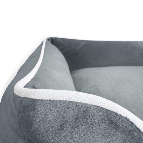 Luxe Grey Velvet Dog Bed